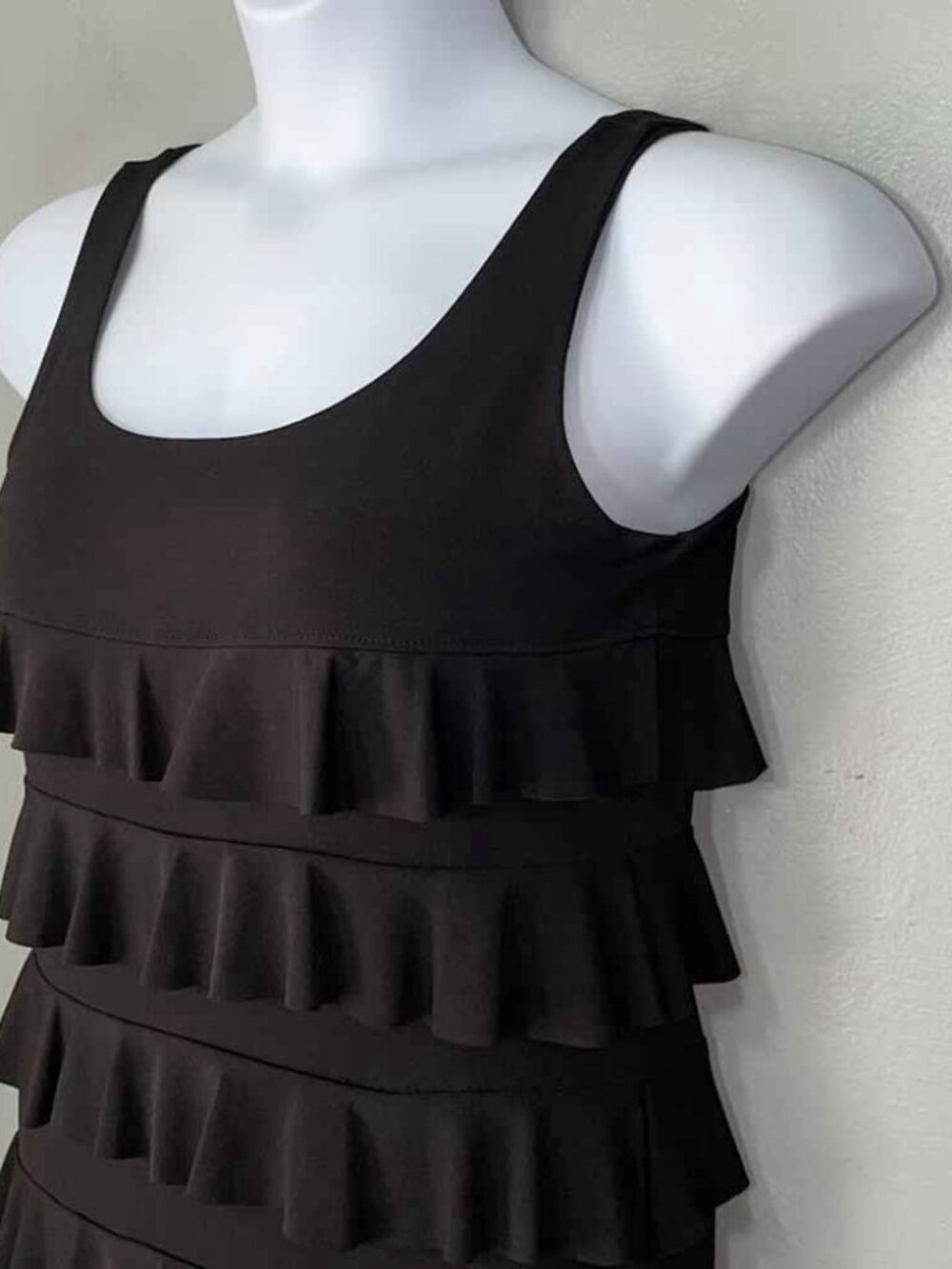 Dark Black Maxi Dress Size S M Sleeveless Tiered Ruffle Whimsigoth Romantic Fair - Picture 4 of 5
